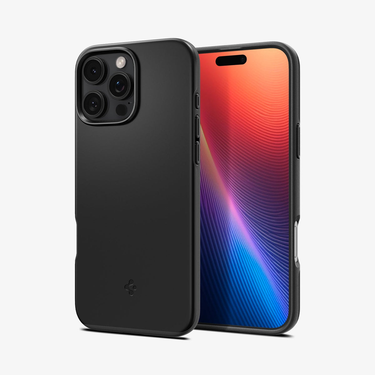 ACS08106 - iPhone 16 Pro Case Thin Fit (MagFit) in Black showing the back, partial front and sides