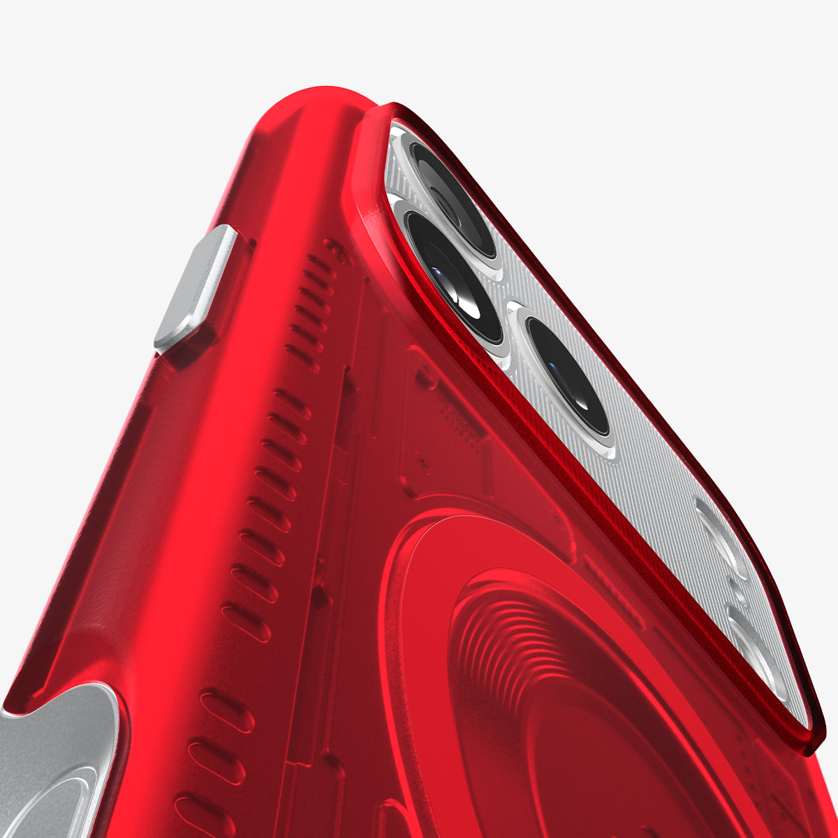 ACS09962 - iPhone 17 Pro Case Classic C1 (MagFit) in ruby showing the back and side zoomed in
