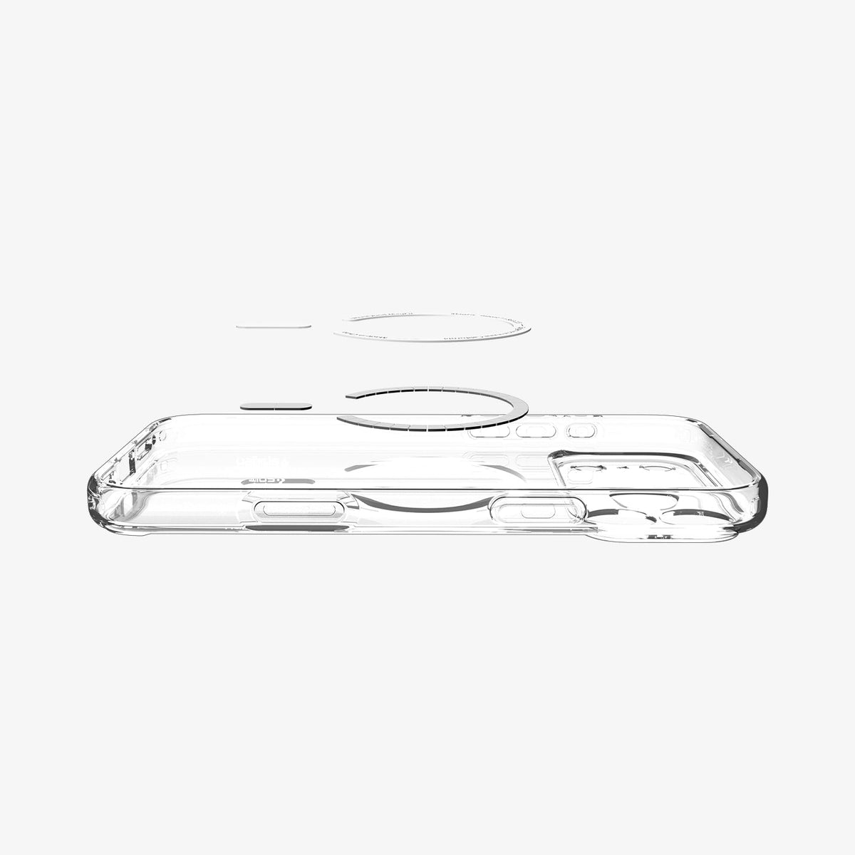 ACS10954 - iPhone 17 Pro Ultra Hybrid (MagFit) in Clear Deep Blue showing layer and magfit magnet above the case