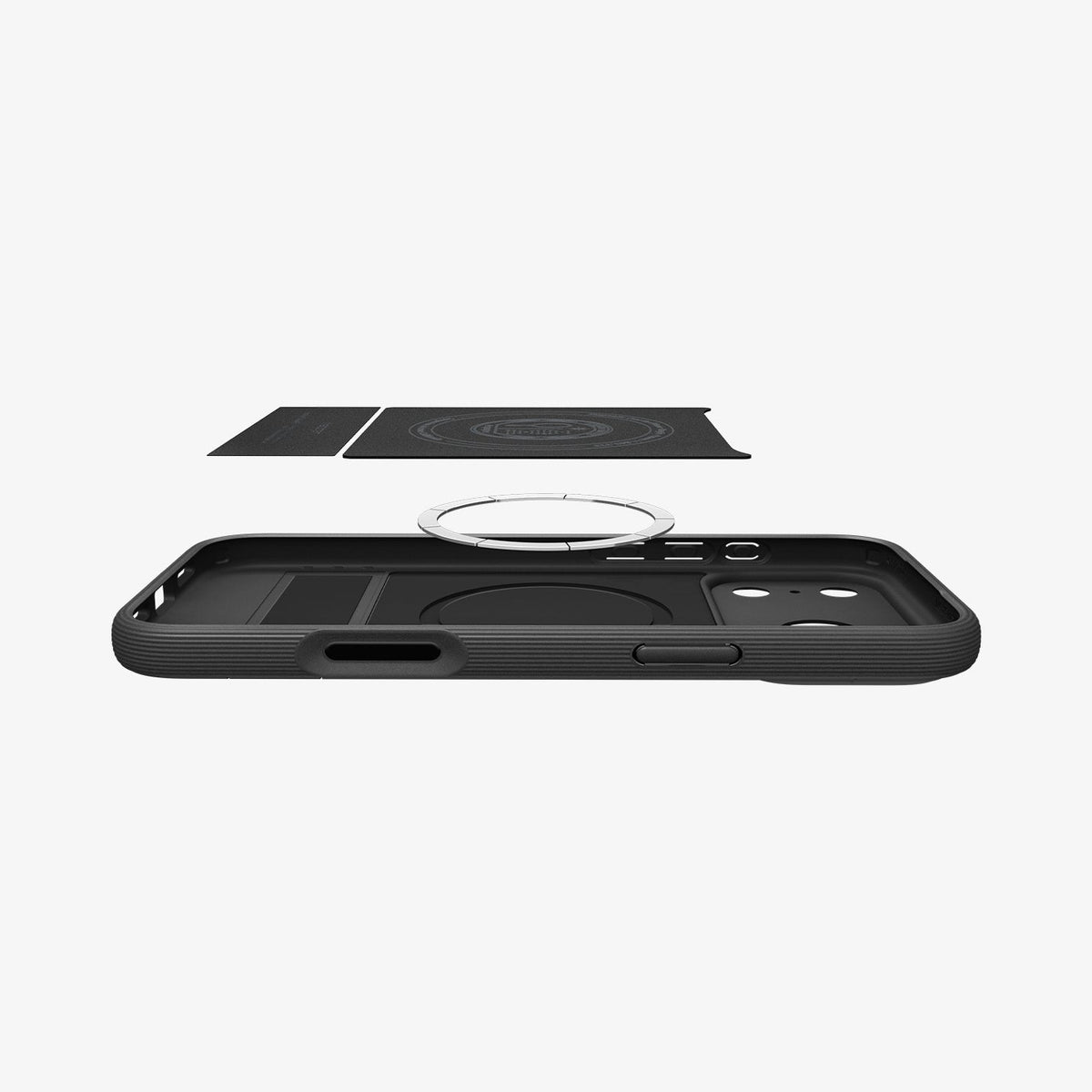ACS09911 - iPhone 17 Pro Max Series Case Parallax S (MagFit) in black showing the back layer hovering above the device