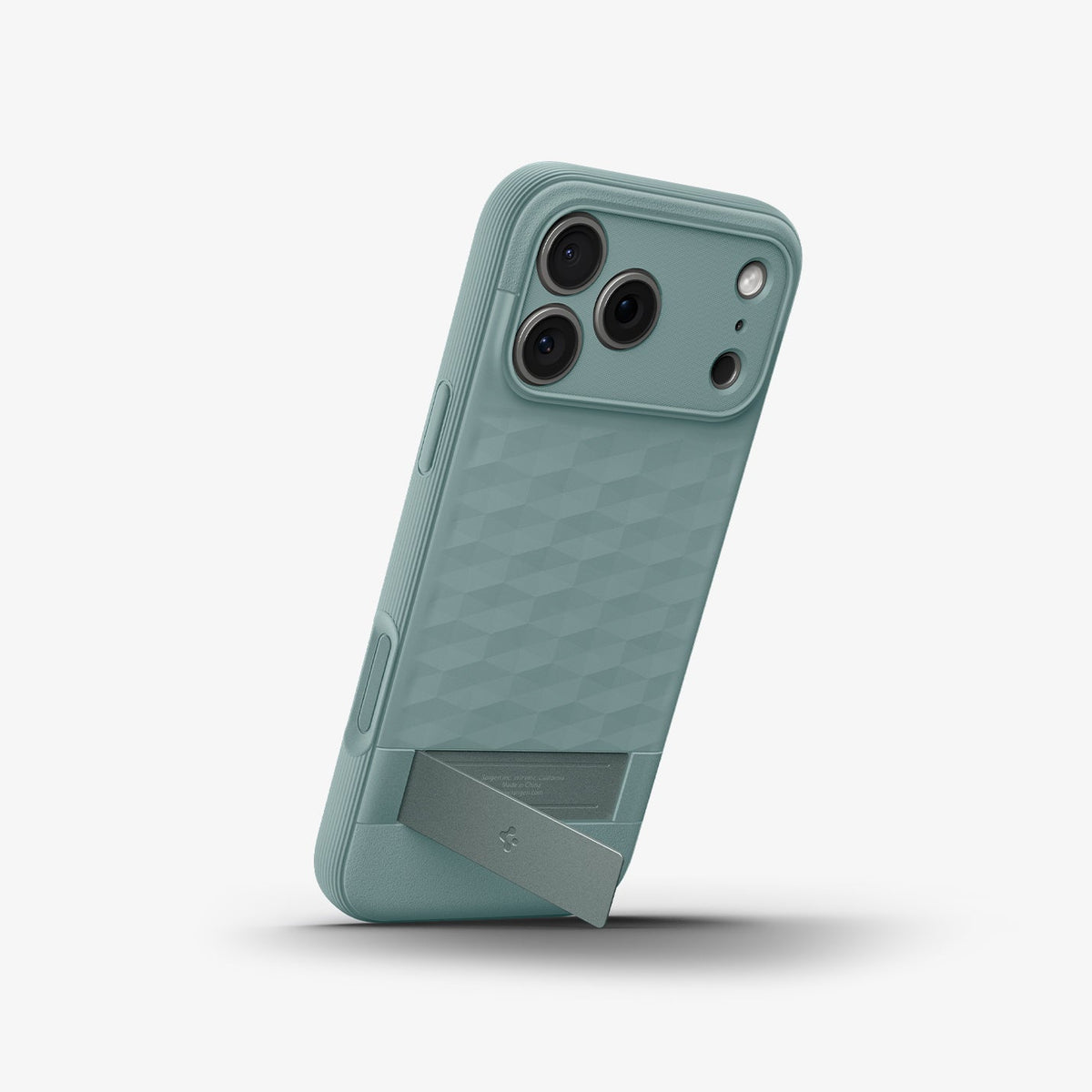 ACS09912 - iPhone 17 Pro Max Series Case Parallax S (MagFit) in green showing the device propped up by built in kickstand