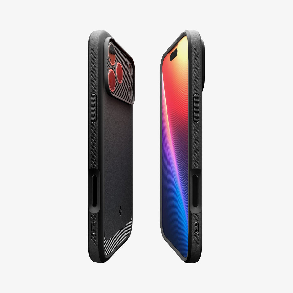 ACS09940 - iPhone 18 Pro / iPhone 17 Pro Rugged Armor (MagFit) in Matte Black showing the partial back, partial front and sides