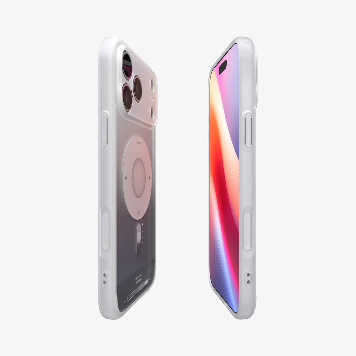 ACS10075 - iPhone 17 Pro Case Ultra Hybrid Classic (MagFit) in Classic Silver showing the partial front, partial back and sides