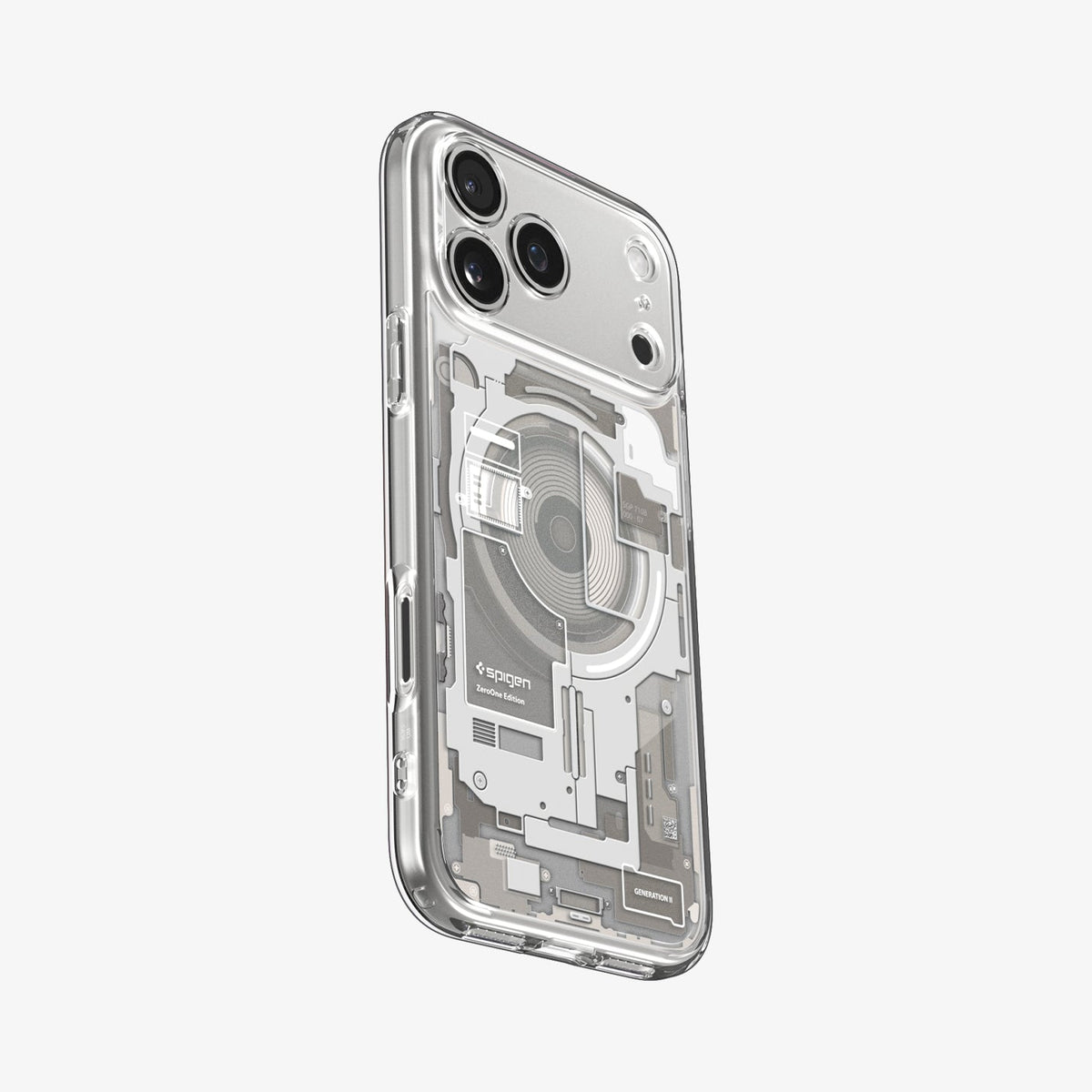 ACS10041 - iPhone 17 Pro Max Case Ultra Hybrid Zero One (MagFit) in Zero One Natural Titanium showing the back and side