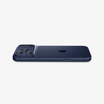 AGL10646 - iPhone 17 Pro Optik Pro XL EZ Fit Lens Protector in blue showing the back, partial side