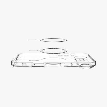 ACS10051 - iPhone 17 Air Ultra Hybrid (MagFit) in Clear White showing layer and magfit magnet above the case