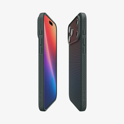 ACS09890 - iPhone 17 Pro Max Liquid Air in Abyss Green showing the partial back, partial front and sides