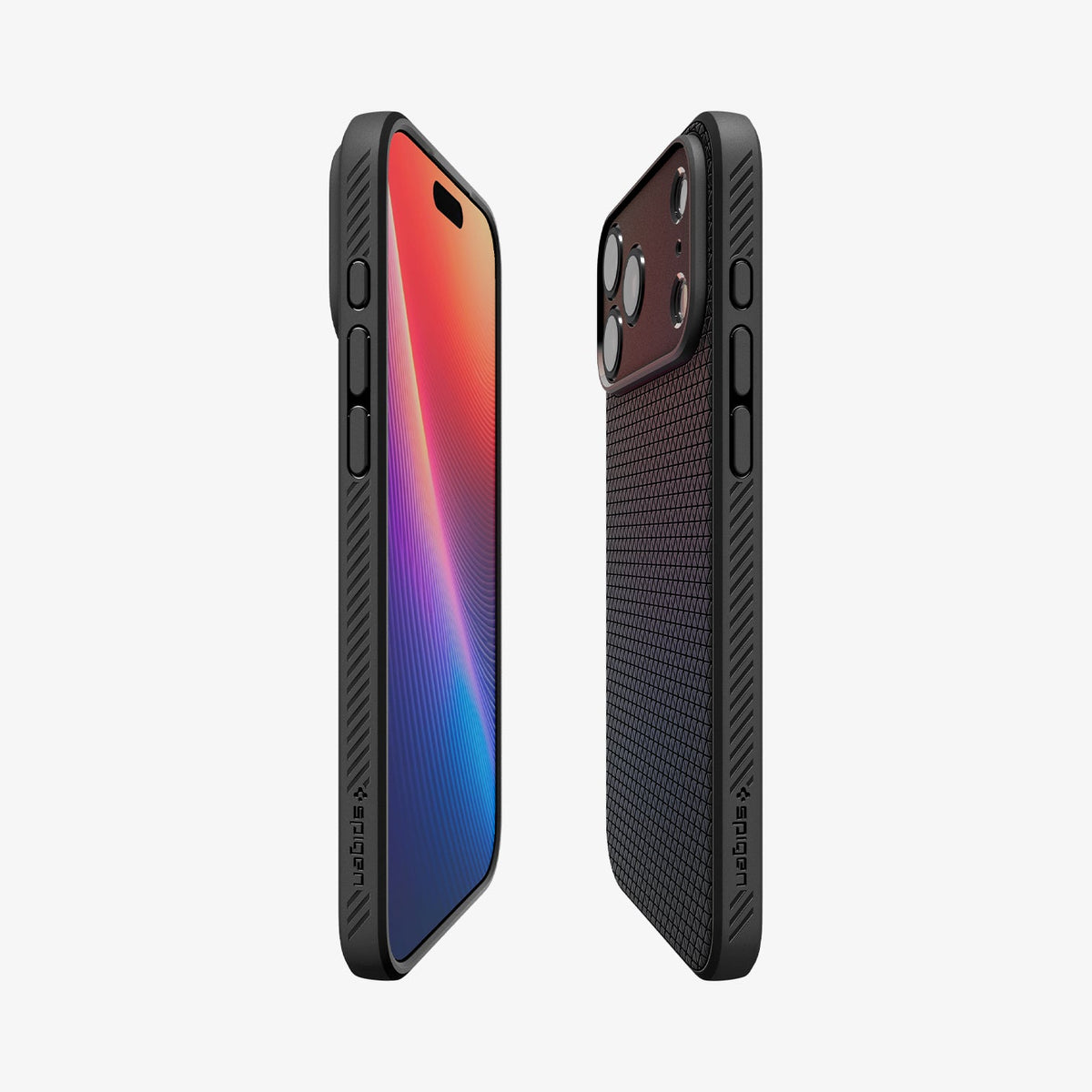 ACS09888 - iPhone 17 Pro Max Liquid Air in Matte Black showing the partial back, partial front and sides