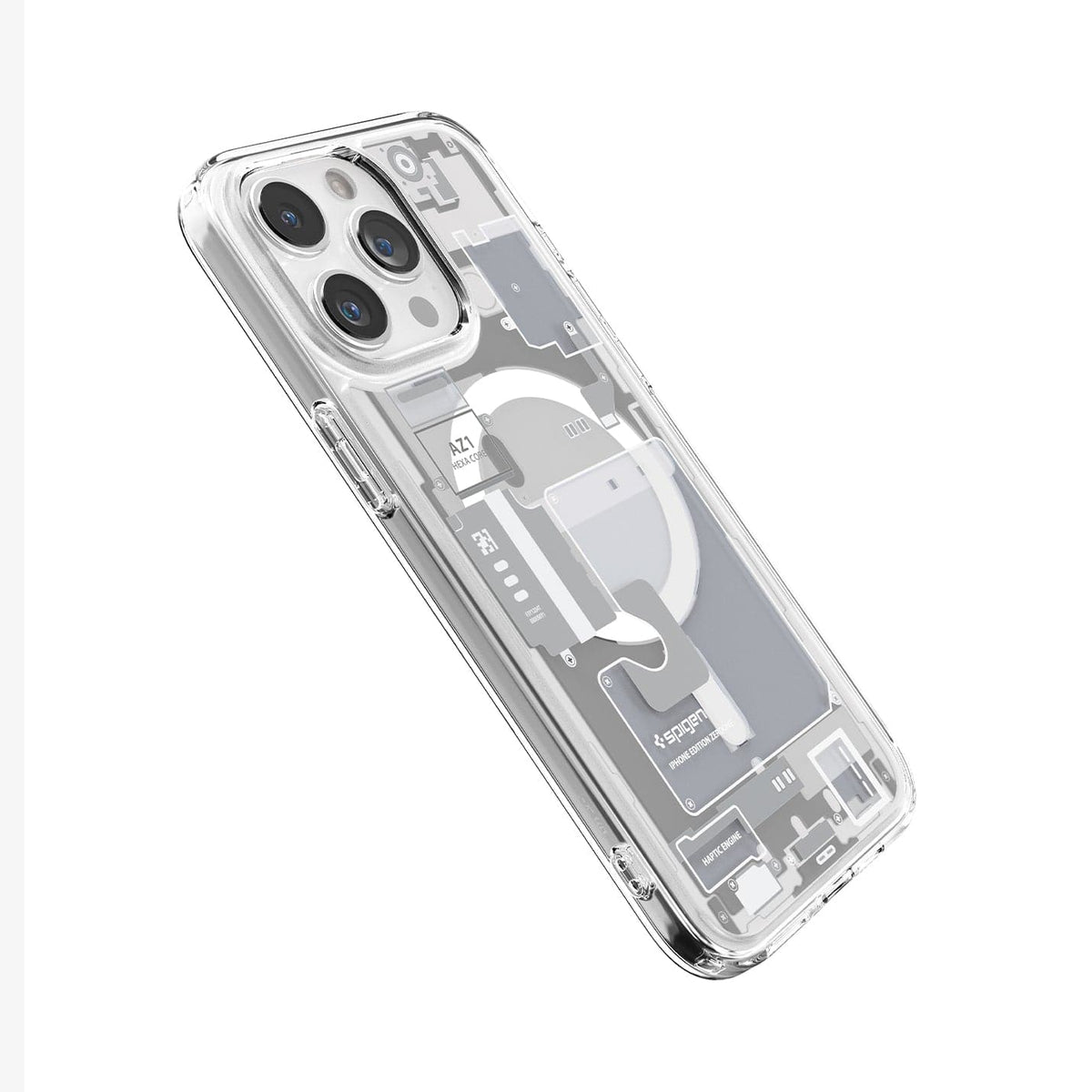 ACS07036 - iPhone 15 Pro Case Ultra Hybrid Zero One in white showing the back and front