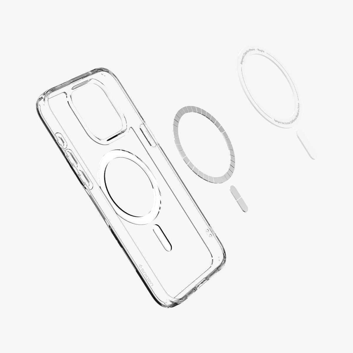 ACS06576 - iPhone 15 Pro Max Case Ultra Hybrid (MagFit) in crystal clear showing the inside magnetic ring layers