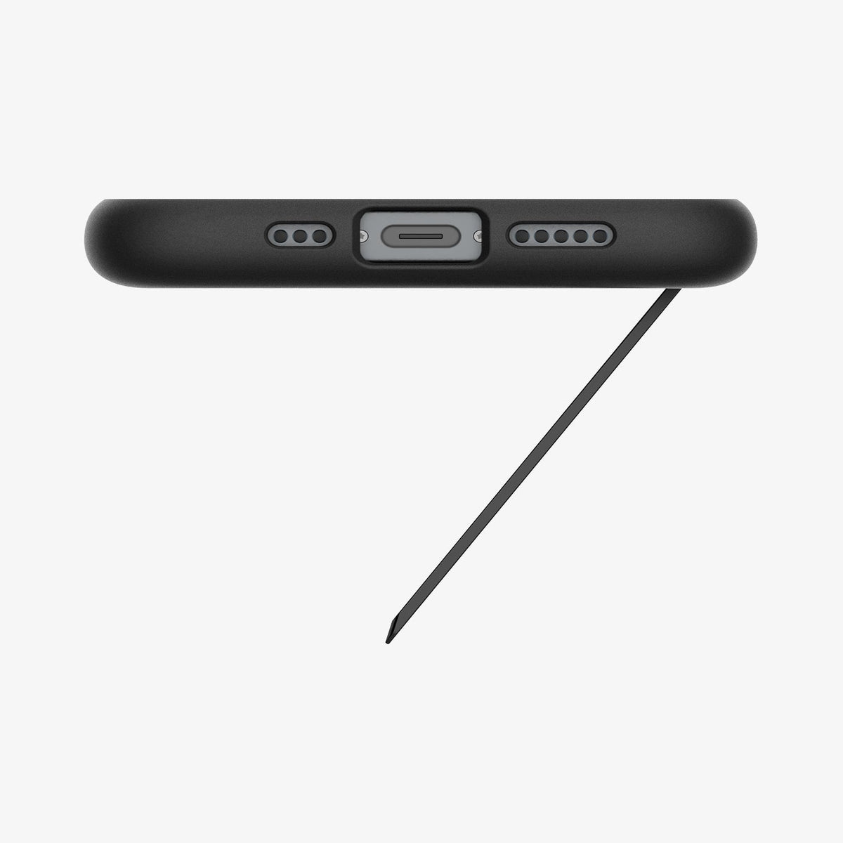 ACS09129 - iPhone 17e Case Slim Armor (MagFit) in Black showing the bottom with the device