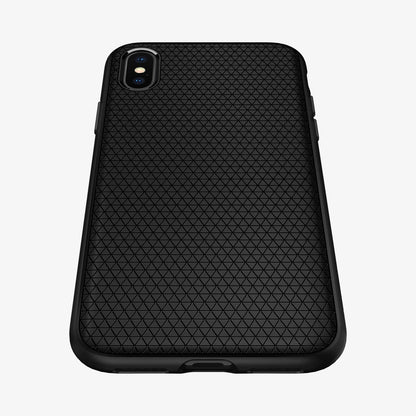 057CS22123 - iPhone XS Case Liquid Air in Matte Black showing the back and bottom partially zoomed in