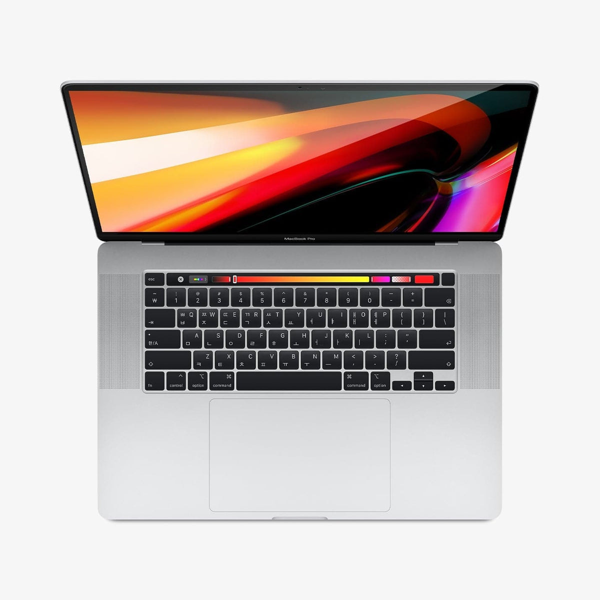 AGL00673 - MacBook Pro 16-inch (2020) GLAS.tR SLIM in Clear showing the front of the device with tempered glass installed