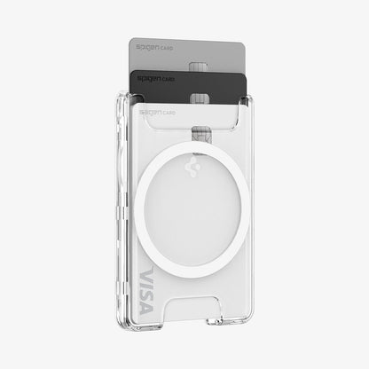 AFA08888 - Ultra Hybrid MagFit+ Wallet (MagFit) in Crystal Clear showing the front of the wallet case with 3 cards inserted