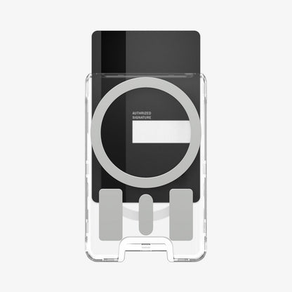 AFA08888 - Ultra Hybrid MagFit+ Wallet (MagFit) in Crystal Clear showing the back of the wallet case with card partially inserted