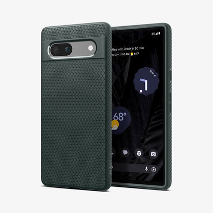 ACS06094 - Pixel 7a Case Liquid Air in abyss green showing the back and front