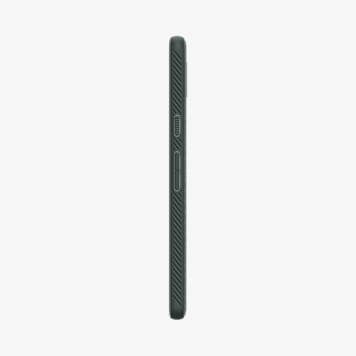 ACS06094 - Pixel 7a Case Liquid Air in abyss green showing the side with volume controls