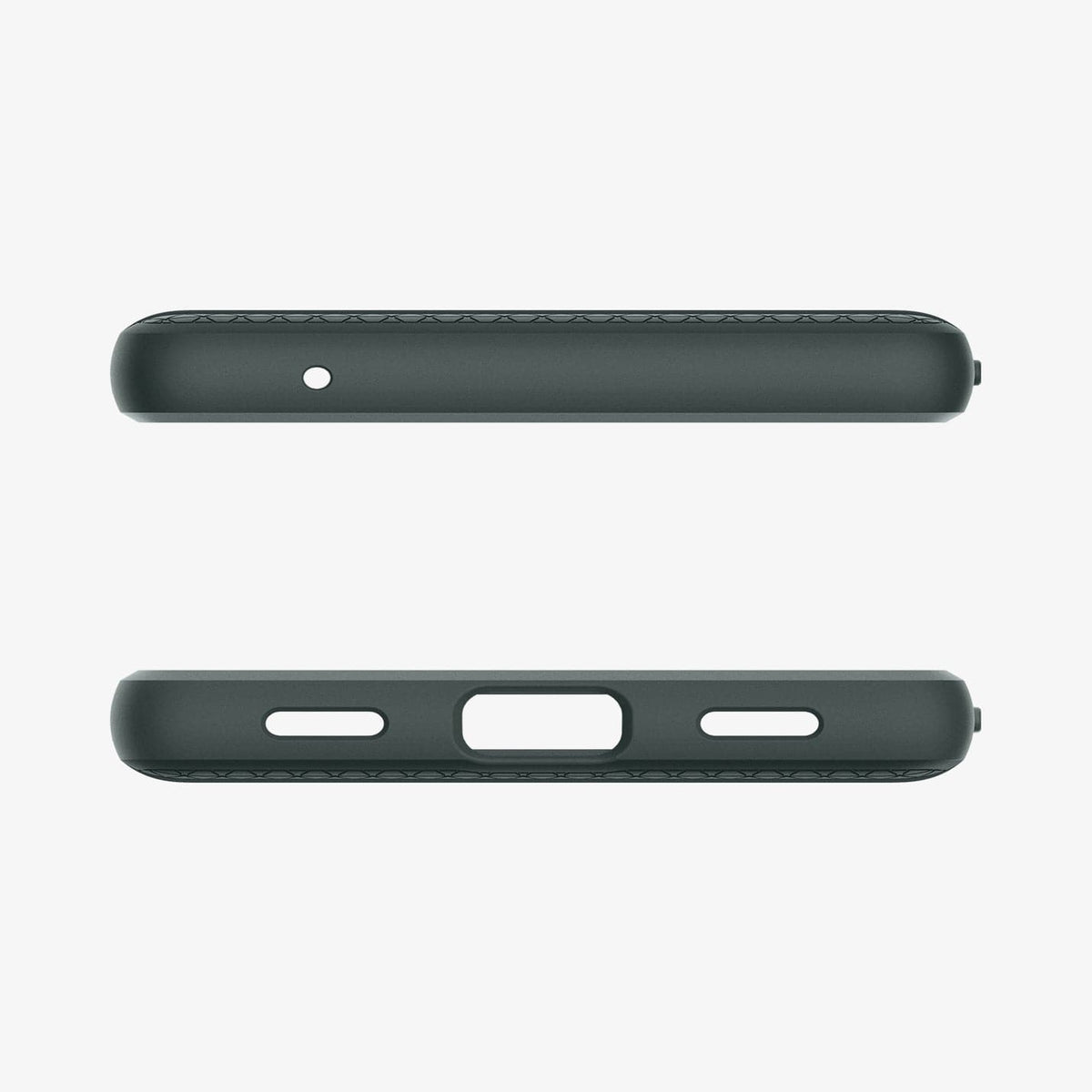ACS06094 - Pixel 7a Case Liquid Air in abyss green showing the top and bottom with precise cutouts