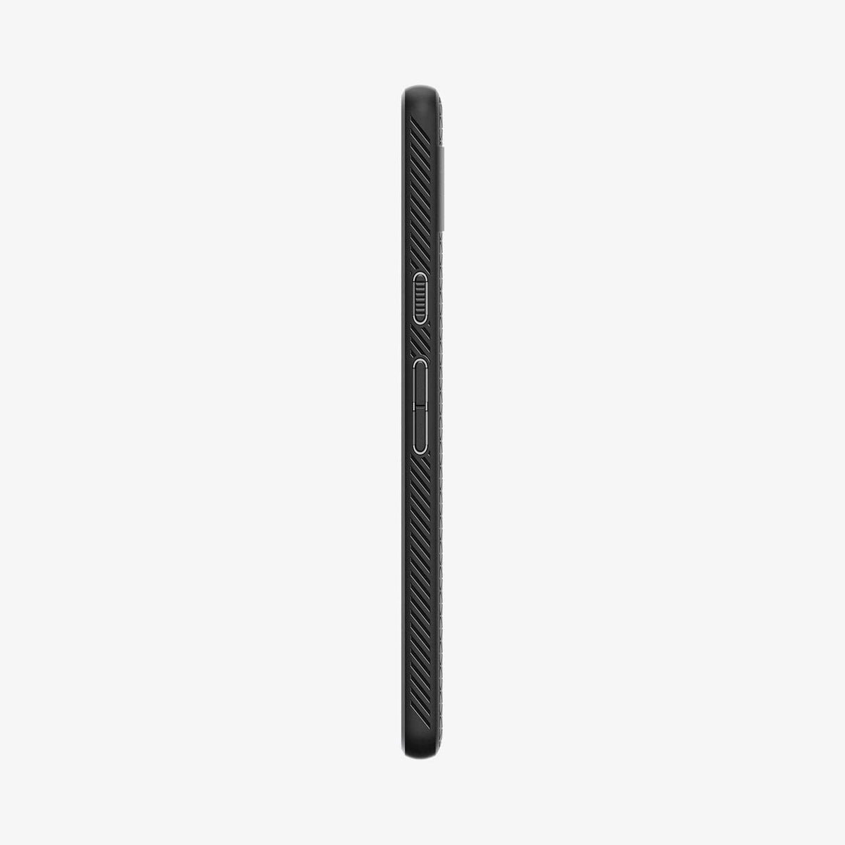 ACS05815 - Pixel 7a Case Liquid Air in matte black showing the side with volume controls