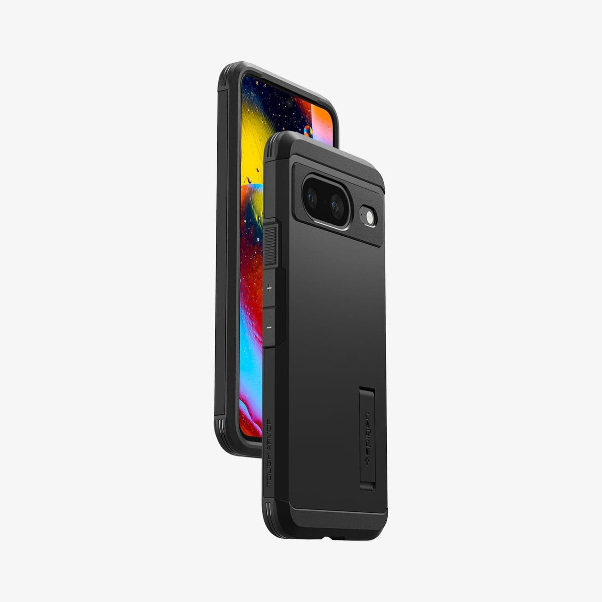 ACS06282 - Pixel 8 Case Tough Armor in black showing the sides, back and partial front