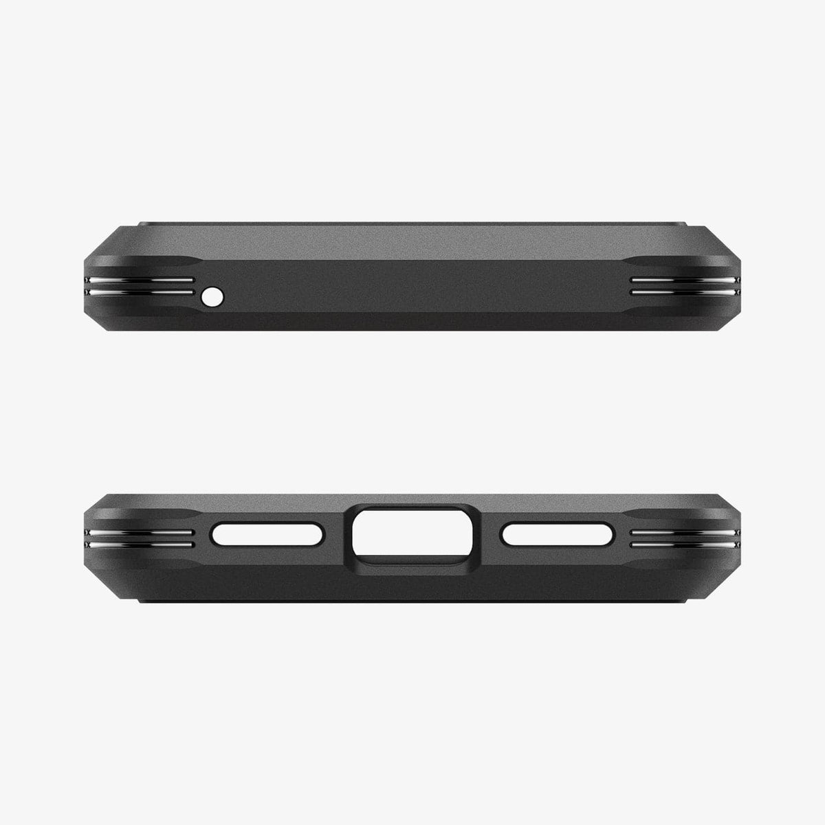ACS06282 - Pixel 8 Case Tough Armor in black showing the top and bottom with precise cutouts