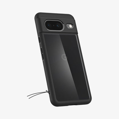 ACS06280 - Pixel 8 Case Ultra Hybrid in matte black showing the back and partial side
