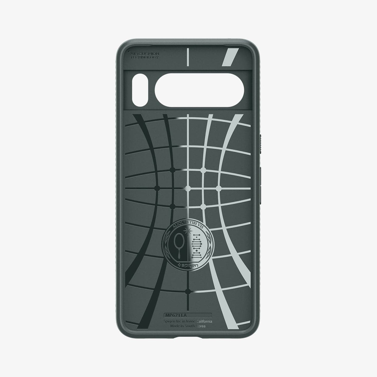 ACS06313 - Pixel 8 Pro Case Liquid Air in Abyss Green showing the inner case with spider web pattern