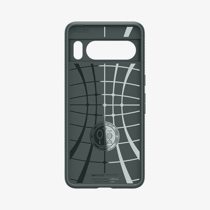 ACS06313 - Pixel 8 Pro Case Liquid Air in Abyss Green showing the inner case with spider web pattern