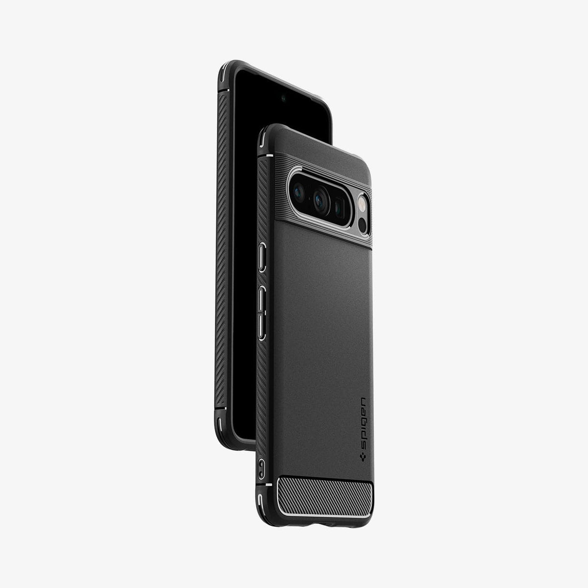 ACS06314 - Pixel 8 Pro Case Rugged Armor in matte black showing the sides, back and partial front