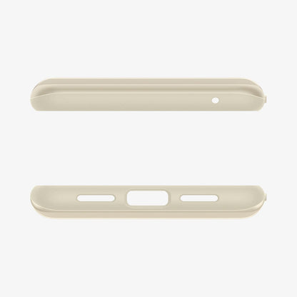 ACS06328 - Pixel 8 Pro Case Thin Fit in mute beige showing the top and bottom with precise cutouts