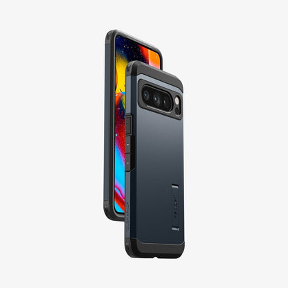 ACS06320 - Pixel 8 Pro Case Tough Armor in metal slate showing the back, front and sides