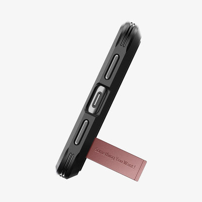 ACS06321 - Pixel 8 Pro Case Tough Armor in rose gold showing the bottom with device propped up by built in kickstand