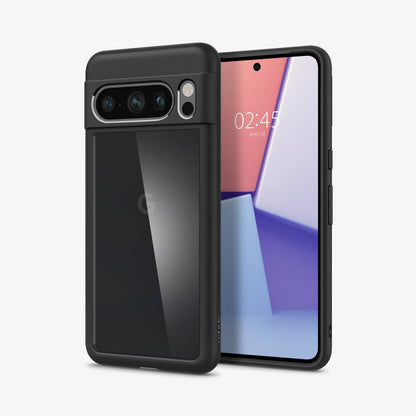 ACS06317 - Pixel 8 Pro Case Ultra Hybrid in matte black showing the back and front