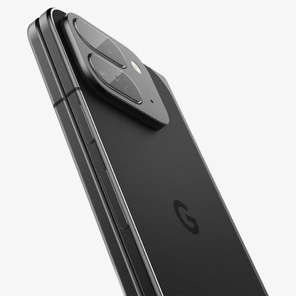 AGL09107 - Pixel 9 Pro Fold Optik EZ Fit Lens Protector in Crystal Clear showing the back, partial side with lens protector installed