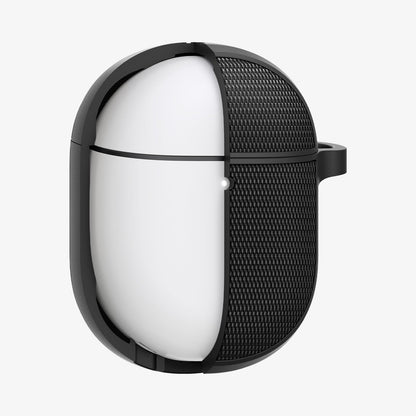 ACS07605 - Pixel Buds Pro 2 Series Case Classic Fit in black showing the front, cut in half exposing the inner of the buds