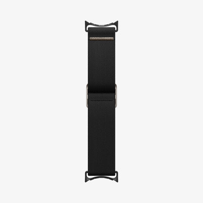 AMP07601 - Pixel Watch 4 (45mm) Lite Fit Watch Band in black showing the watch band laid out flat