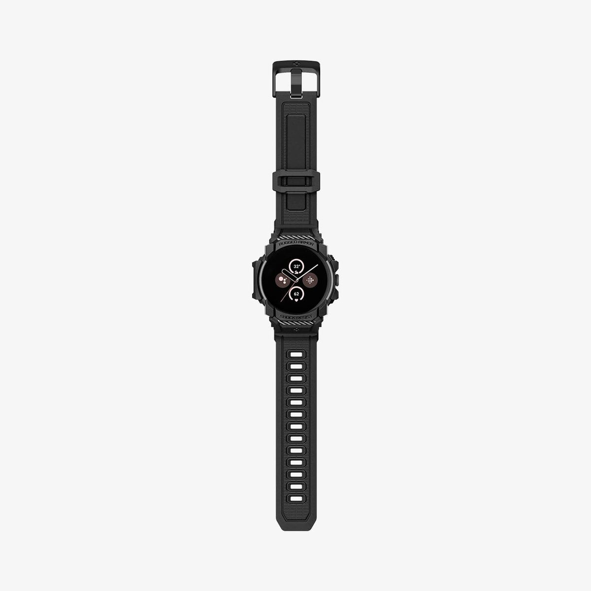 ACS07599 - Pixel Watch 3 (45mm) Case Rugged Armor Pro in Black showing the front band stretched out