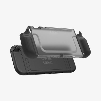 ACS10167 - Nintendo Switch 2 Ultra Hybrid case rear installation view showing transparent back panel aligning over console body
