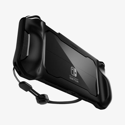 ACS04020 - Nintendo Switch OLED Case Rugged Armor in matte black showing the back, side and bottom