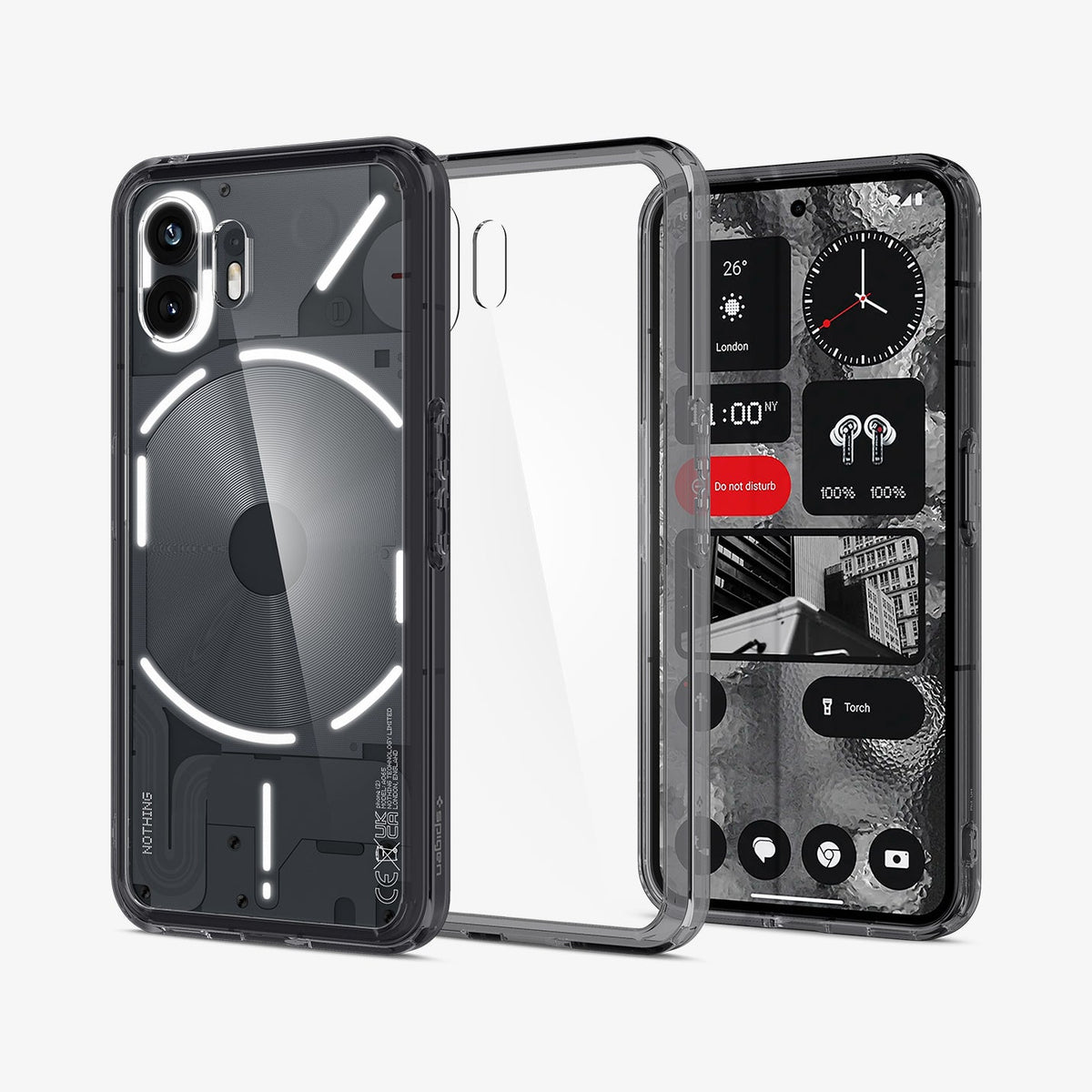 ACS06542 - Nothing Phone 2 Case Ultra Hybrid showing the back, inside and front