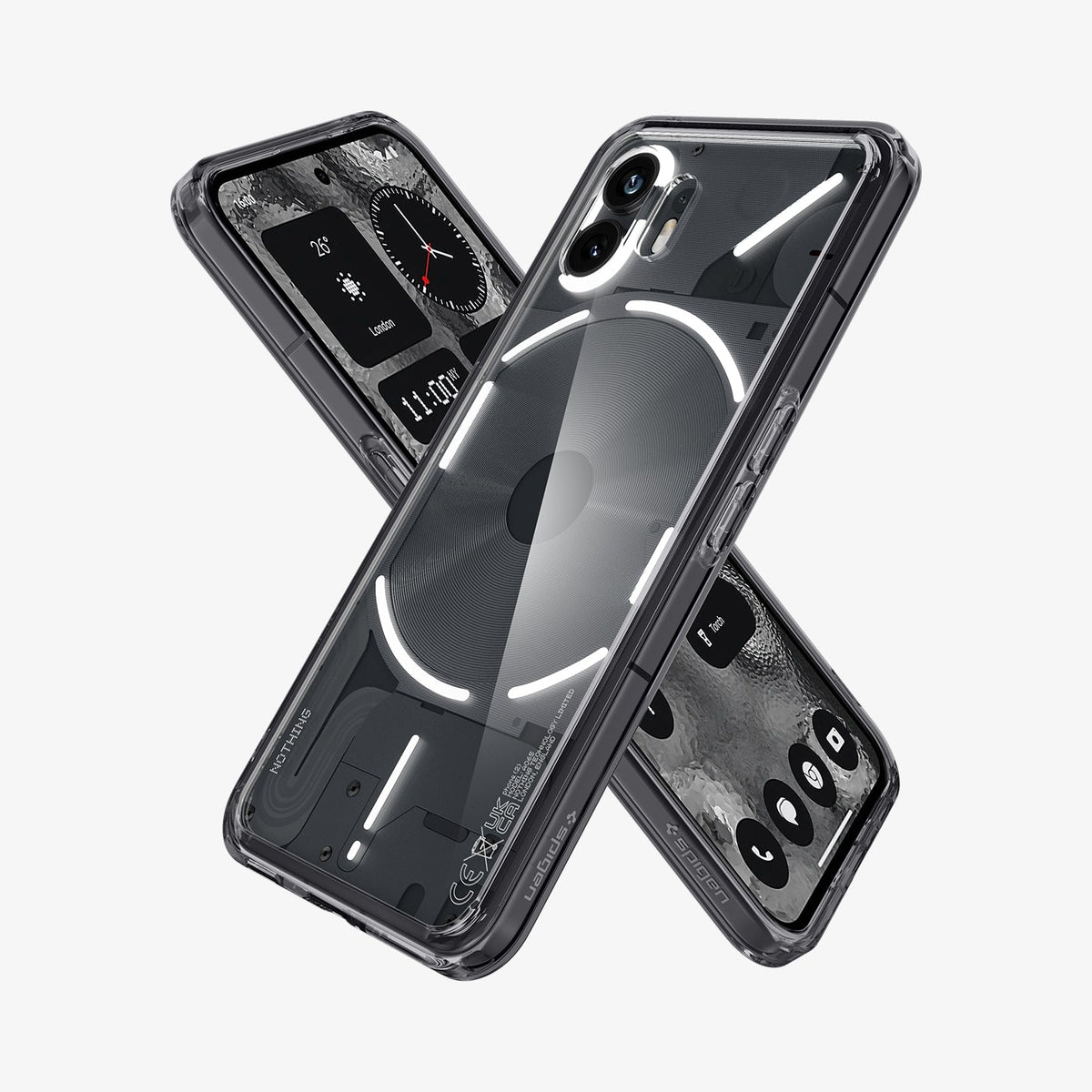 ACS06542 - Nothing Phone 2 Case Ultra Hybrid showing the back, front and sides