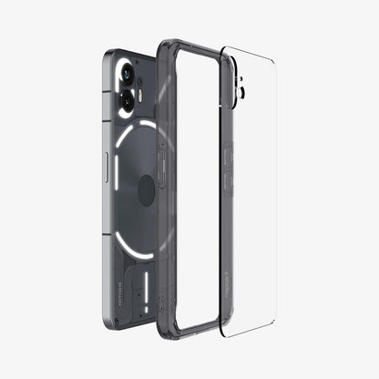 ACS06542 - Nothing Phone 2 Case Ultra Hybrid showing the multiple layers of case hovering behind the device