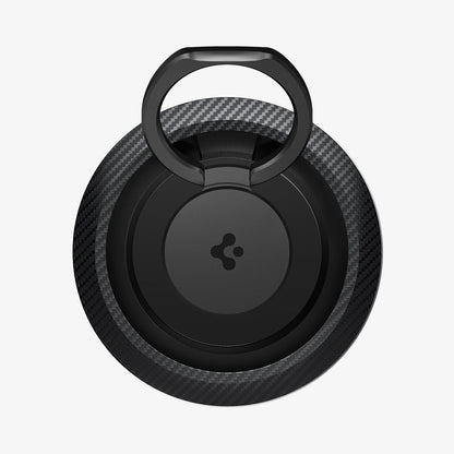 AMP05505 - O-Mag Magnetic Phone Holder (MagFit) in carbon showing the front and ring extended out upwards