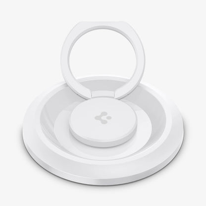 AMP05303 - O-Mag Magnetic Phone Holder (MagFit) in white showing the front and ring extended out laying flat