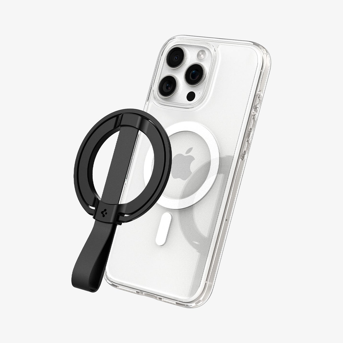 AMP08551 - O-Mag Magnetic Phone Holder (MagFit) | OM103 in Black showing the front hovering above the device