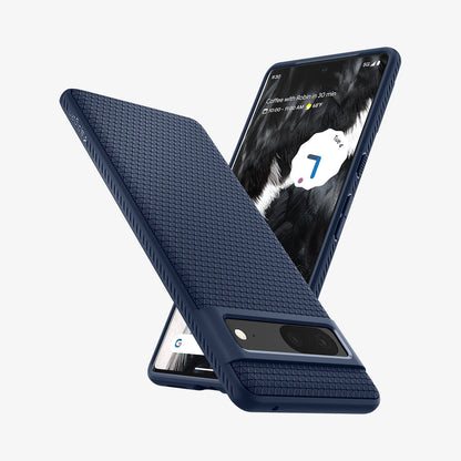 ACS04697 - Pixel 7 Case Liquid Air in navy blue showing the back, front and sides