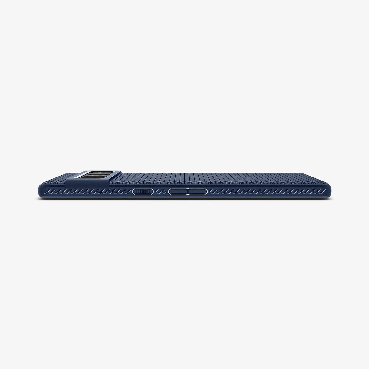 ACS04724 - Pixel 7 Pro Case Liquid Air in navy blue showing the side and partial back with device laying flat
