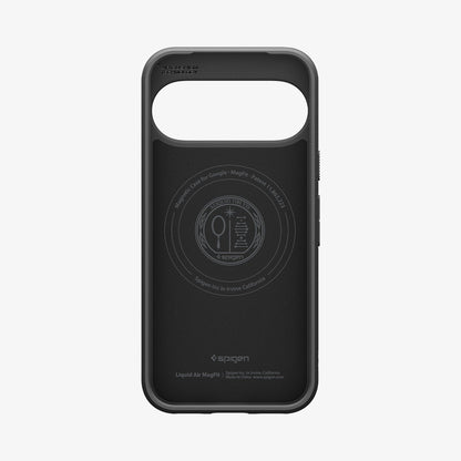 ACS11439 - Pixel 11 Liquid Air (Mag Fit) Matte Black interior view showing the built in magnetic ring, Air Cushion Technology, and Liquid Air MagFit branding.