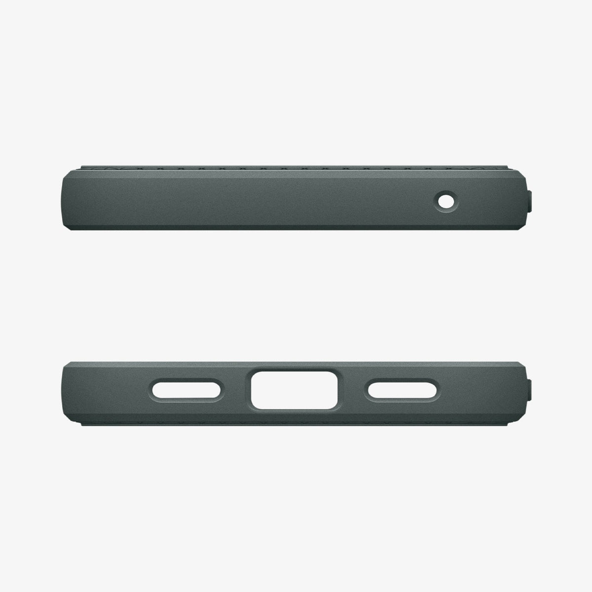 ACS11858 - Pixel 11 Pro Liquid Air (Mag Fit) Abyss Green top and bottom views showing the camera cutout, charging port opening, speaker cutouts, and integrated strap hole.