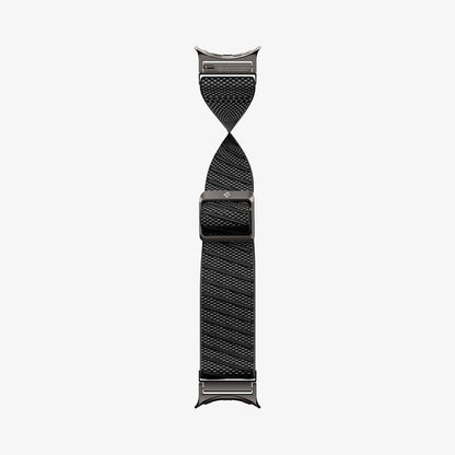 AMP11421 - Pixel Watch 5 (45mm) Lite Fit X Black showing the watch band laid out flat and bending